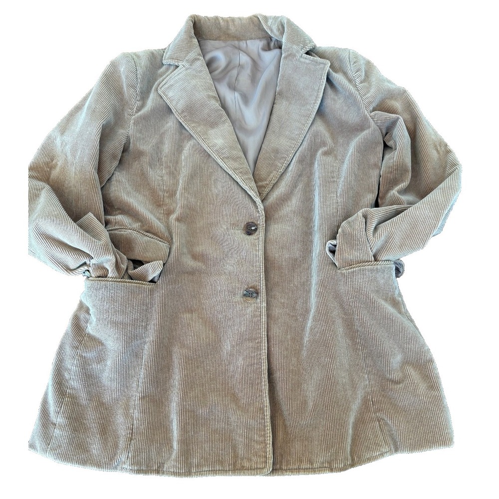 System‎ tan brown corduroy blazer womens' size medium 38 bust office collegiate